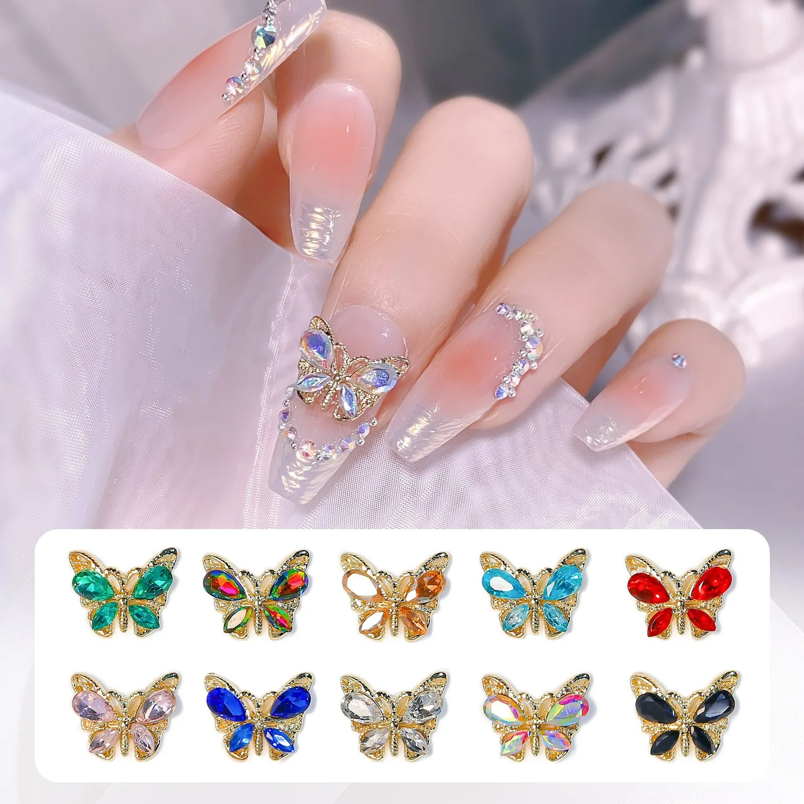 10PCS 3D Luxury Alloy Nail Art Rhinestone Charms Crystal Butterfly Accessories Glitter Nail Decoration Supplies Manicure Product
10PCS 3D Luxury Alloy Nail Art Rhinestone Charms Crystal Butterfly Accessories Glitter Nail Decoration Supplies Manicure Product