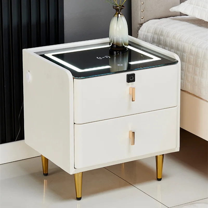 Leather Smart Bedside Table Modern Style Wood Nightstands with Wireless Charging Bluetooth Speaker LED Bedroom Side Cabinet
Leather Smart Bedside Table Modern Style Wood Nightstands with Wireless Charging Bluetooth Speaker LED Bedroom Side Cabinet