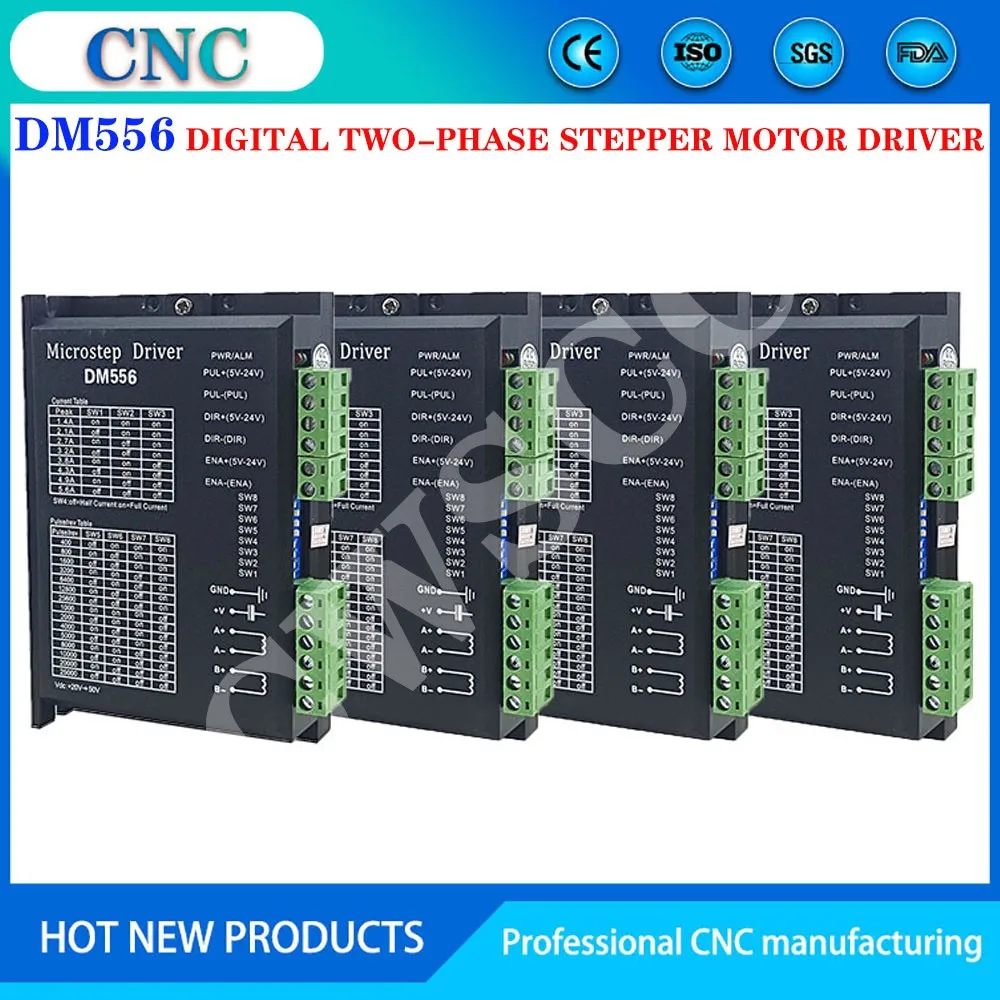 Контроллер шагового двигателя DM556, 4 шт., контроллер ЧПУ Nema17 Nema23, драйвер двигателя 128, деление постоянного тока 18-48 В, 5,6 А, для двигателя 42 57 86
Контроллер шагового двигателя DM556, 4 шт., контроллер ЧПУ Nema17 Nema23, драйвер двигателя 128, деление постоянного тока 18-48 В, 5,6 А, для двигателя 42 57 86
