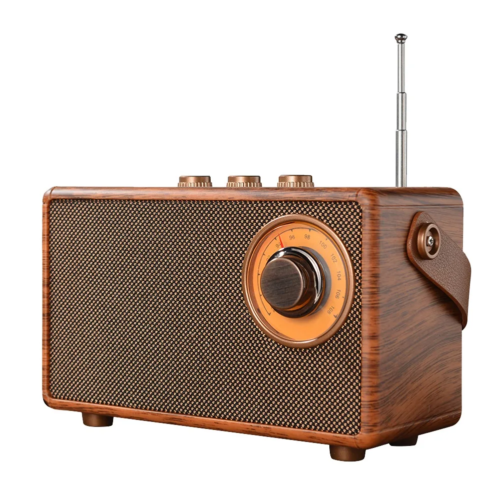 Портативный FM-радиоприемник в стиле ретро, деревянная колонка с поддержкой Bluetooth, басов, громкой связи, MP3 плеера, USB/TF-карт/AUX 
Портативный FM-радиоприемник в стиле ретро, деревянная колонка с поддержкой Bluetooth, басов, громкой связи, MP3 плеера, USB/TF-карт/AUX