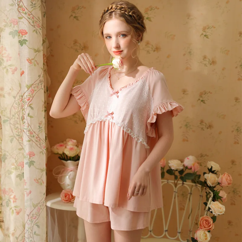 Summer Sleepwear Girl Cotton Short Sleeve Shorts Set Sweet Princess Vintage Palace Casual Internet Celebrity Homewear
Summer Sleepwear Girl Cotton Short Sleeve Shorts Set Sweet Princess Vintage Palace Casual Internet Celebrity Homewear