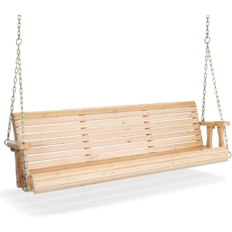 

Upgraded Patio Wooden Porch Swing for Courtyard & Garden, Heavy Duty 880 LBS Swing Chair Bench with Hanging Chains