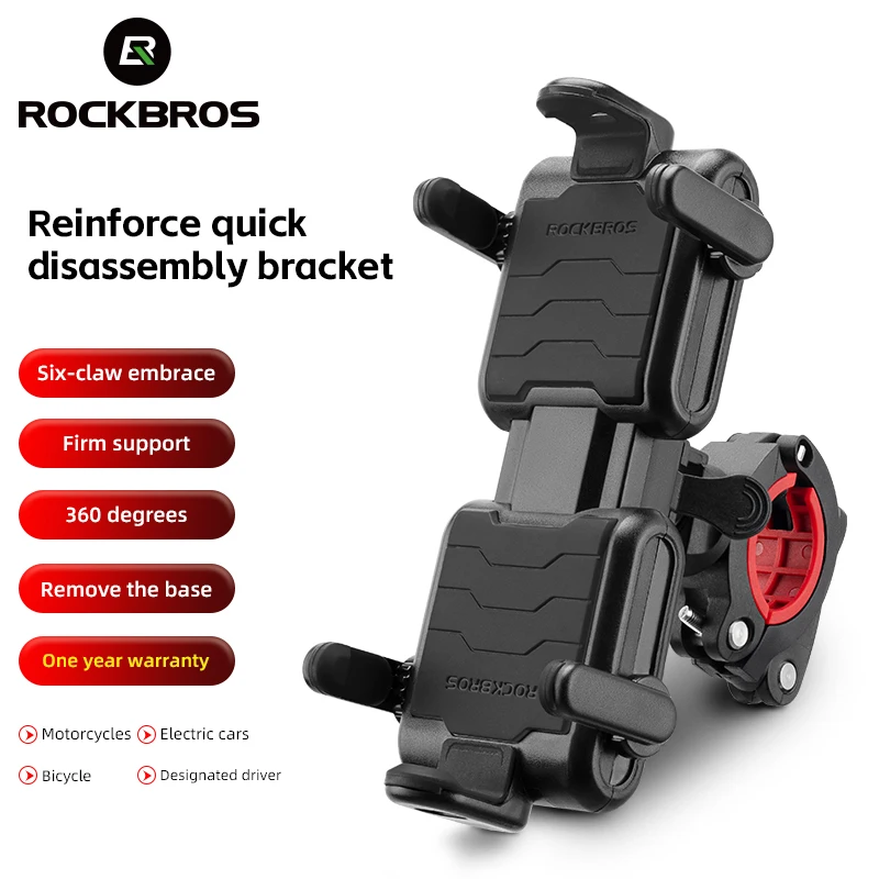 

ROCKBROS Universal Bike Phone Holder Shockproof 360°Rotation 4.7-6.7inch Mobile Phone Stand Bike Motorcycle Bracket GPS Clip