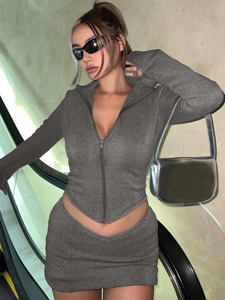Apprabant Autumn Slim Waist Tops Set Turtleneck Long Sleeve Zipper Open Umbilical Cardigan Tops Sexy Mini Hip Wrap Skirt Set
Apprabant Autumn Slim Waist Tops Set Turtleneck Long Sleeve Zipper Open Umbilical Cardigan Tops Sexy Mini Hip Wrap Skirt Set