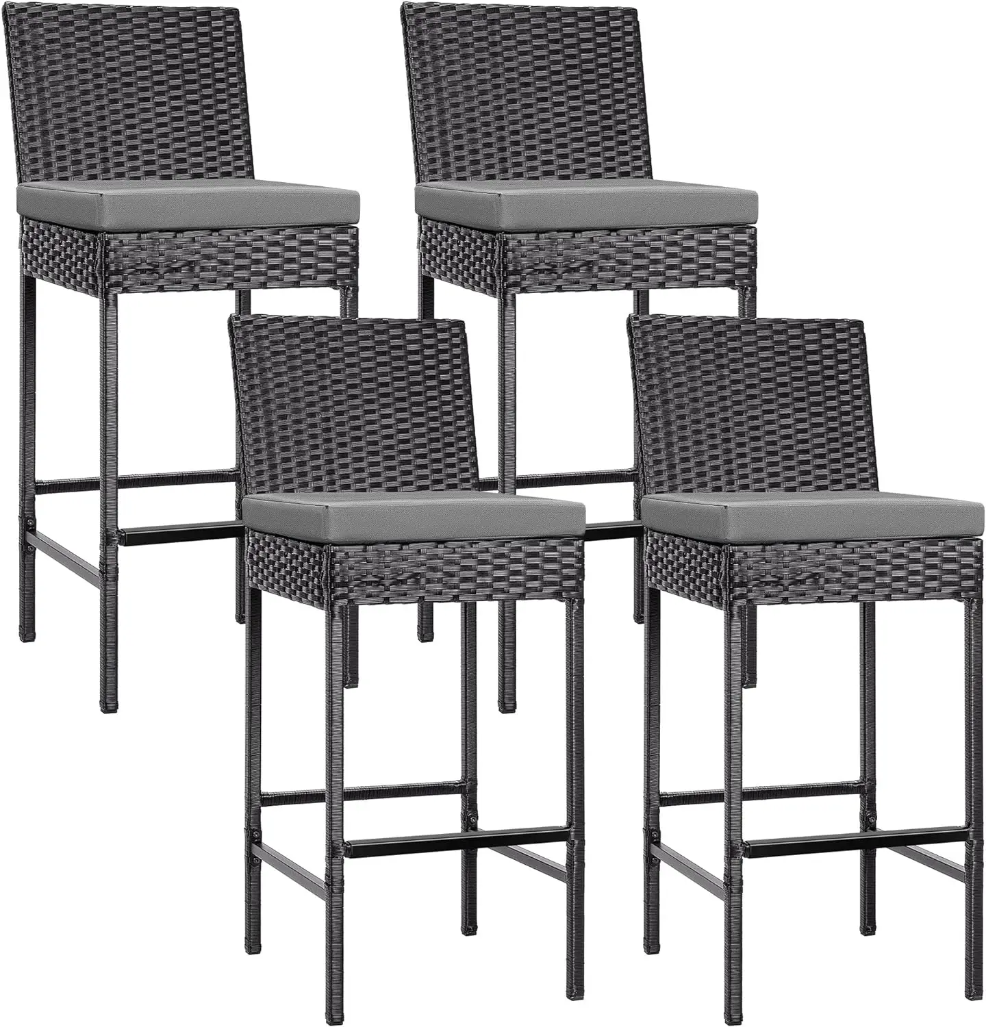 VIVOHOME 4 Packs Outdoor Wicker Barstool Patio Rattan Furniture with Cushions Black
VIVOHOME 4 Packs Outdoor Wicker Barstool Patio Rattan Furniture with Cushions Black