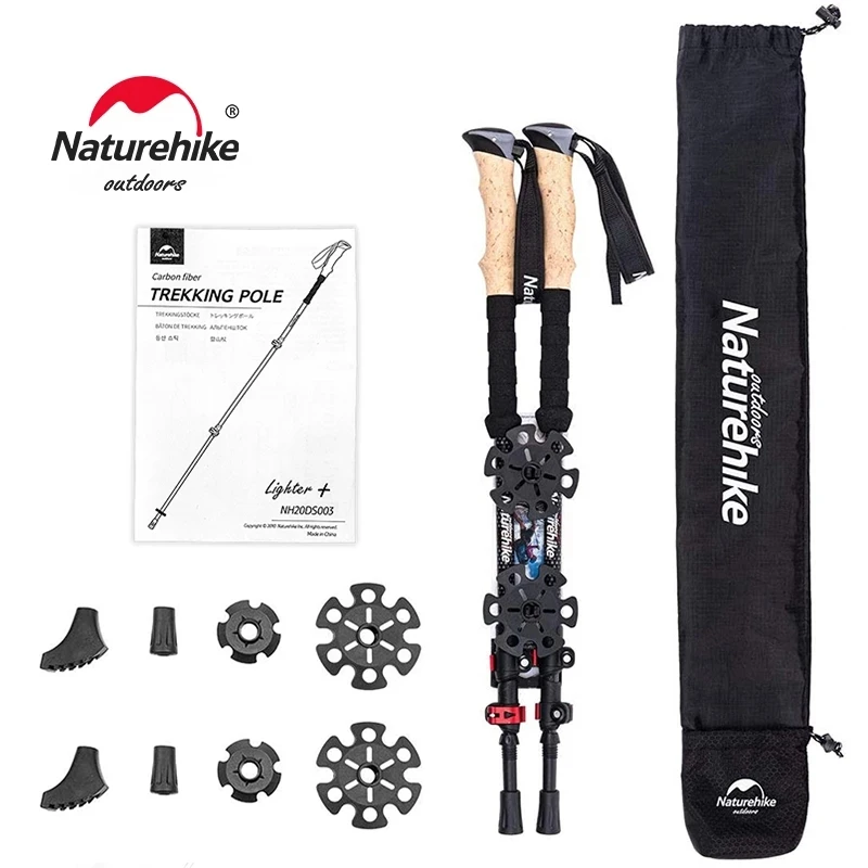 

Naturehike 2pcs Trekking Poles Carbon Fiber Collapsible Telescopic Sticks Lightweight Travel Walking Hiking Stick Climbing Stick