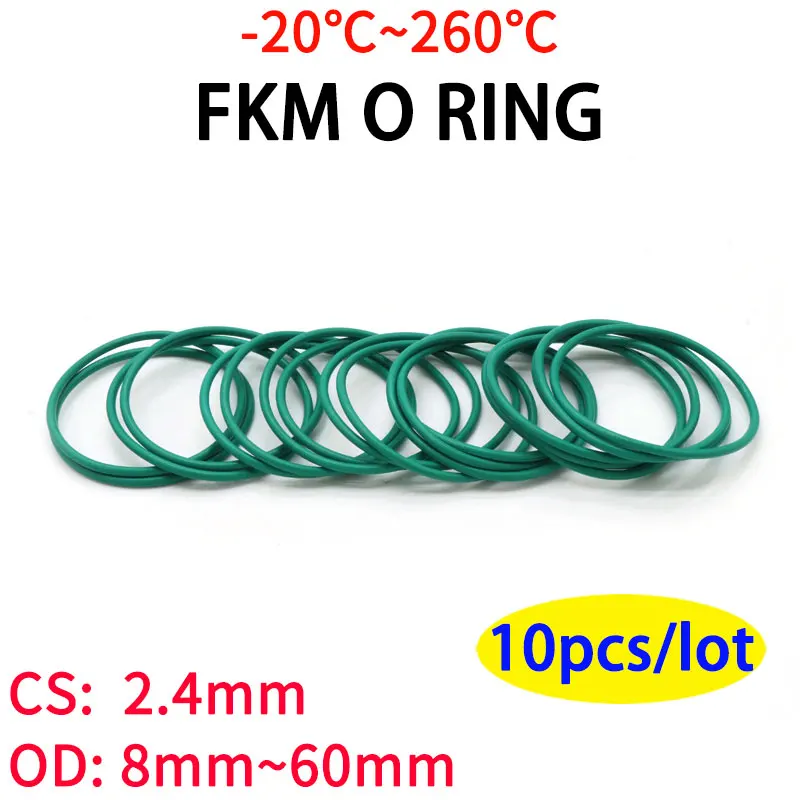 10pcs CS 2.4mm OD 8~60 mm Green FKM Fluorine Rubber O Ring Sealing Gasket Insulation Oil High Temperature Resistance Green
10pcs CS 2.4mm OD 8~60 mm Green FKM Fluorine Rubber O Ring Sealing Gasket Insulation Oil High Temperature Resistance Green