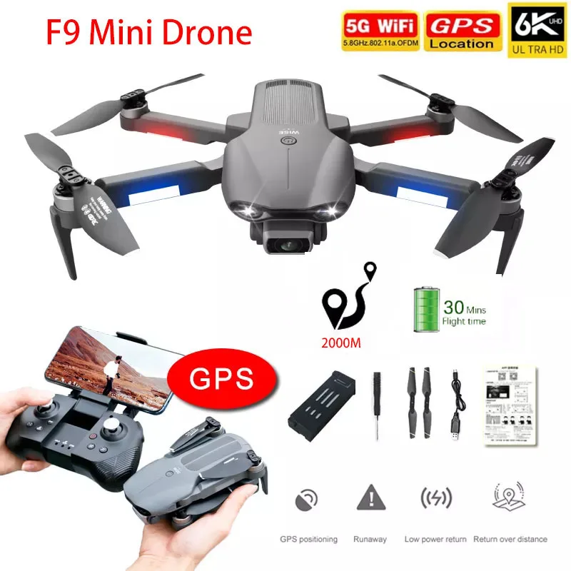 New F9 GPS Mini Drone 6K Dual HD Camera 5G Professional Aerial Photography RC Helicopter Brushless Motor Foldable Quadcopter Toy
New F9 GPS Mini Drone 6K Dual HD Camera 5G Professional Aerial Photography RC Helicopter Brushless Motor Foldable Quadcopter Toy