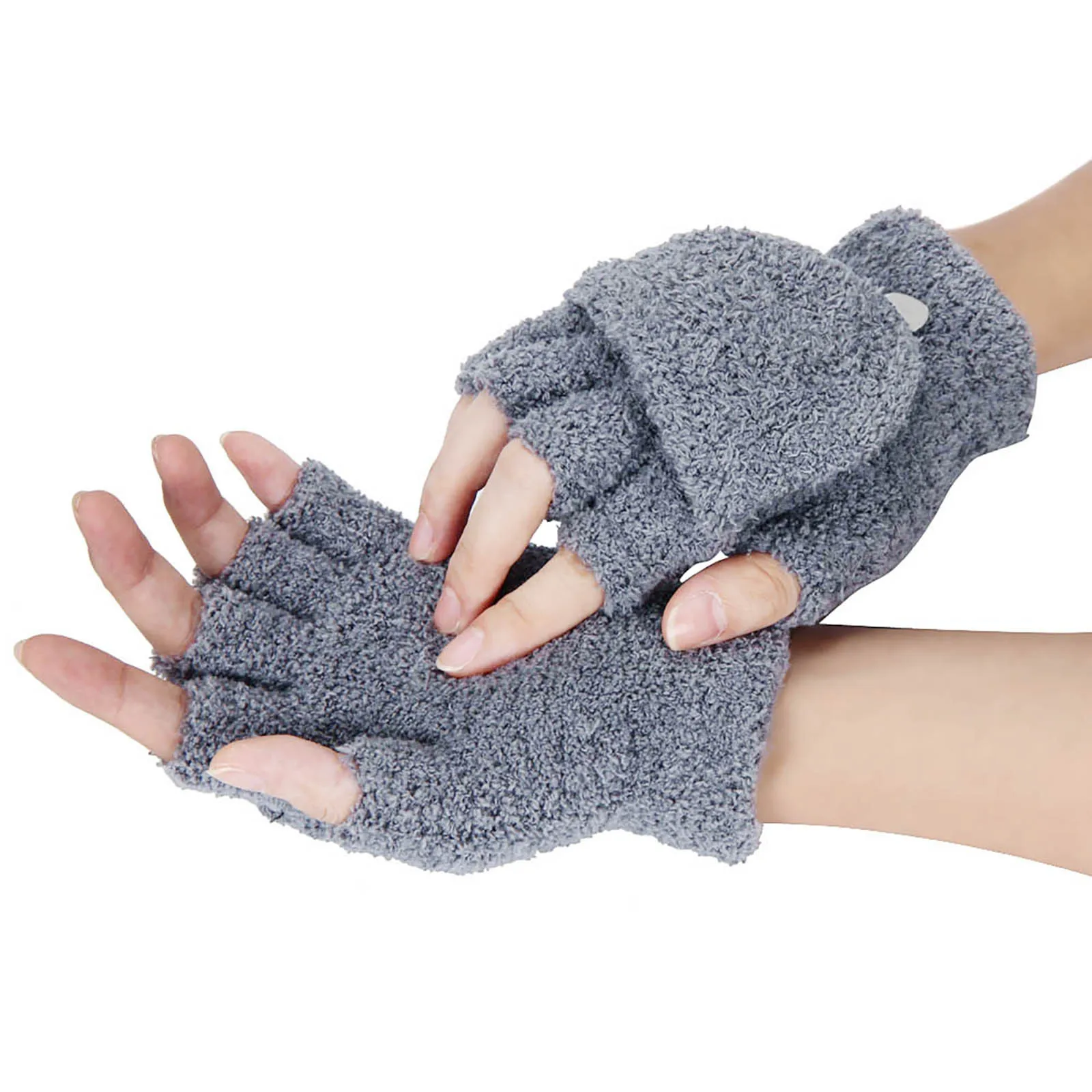 

Зимние теплые шерстяные перчатки 2023, вязаные перчатки без пальцев, гибкие толстые перчатки с открытыми пальцами, варежки, перчатки для мужчин и женщин