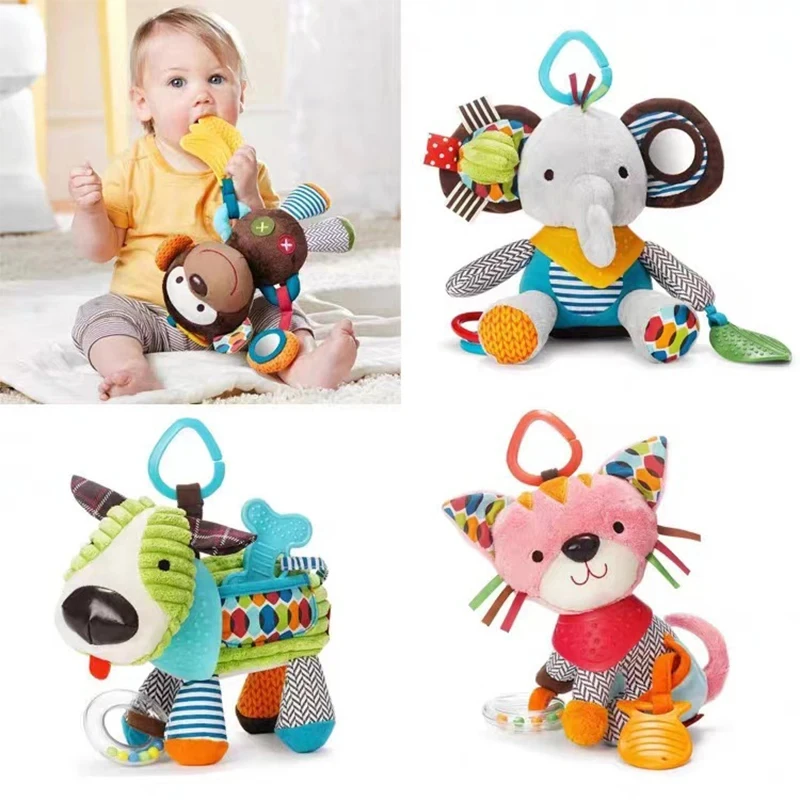 

Baby Plush Rattle Toys Lion Elephant Cute Animals Appease Dolls 0 12 Months Infant Crib Stroller Hanging Rattles Toys for Babies