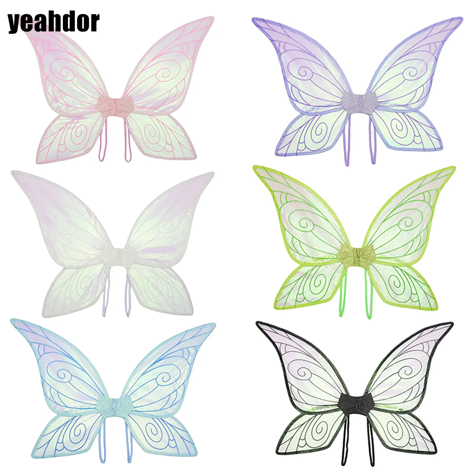 

Kids Adult Sparkly Fairy Angel Butterfly Wings with Elastic Shoulder Straps Costume Prop for Halloween Cosplay Theme Party