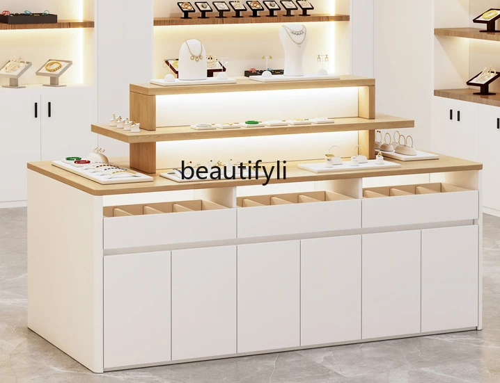 Solid Wood Cosmetics and Jewelry Shop Zhongdao Display Stand Counter Clothing Jewelry Shoes Bag Hat Double-Sided Showcase
Solid Wood Cosmetics and Jewelry Shop Zhongdao Display Stand Counter Clothing Jewelry Shoes Bag Hat Double-Sided Showcase