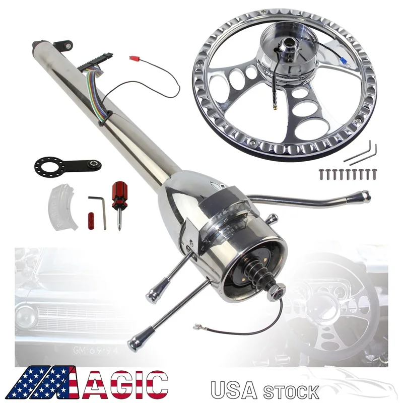28''/30''/32'' Universal Tilt AT Automatic Steering Column GM and 9 Bolt 14" Steering Wheel Hub Adapter & Horn Button Kit
28''/30''/32'' Universal Tilt AT Automatic Steering Column GM and 9 Bolt 14" Steering Wheel Hub Adapter & Horn Button Kit