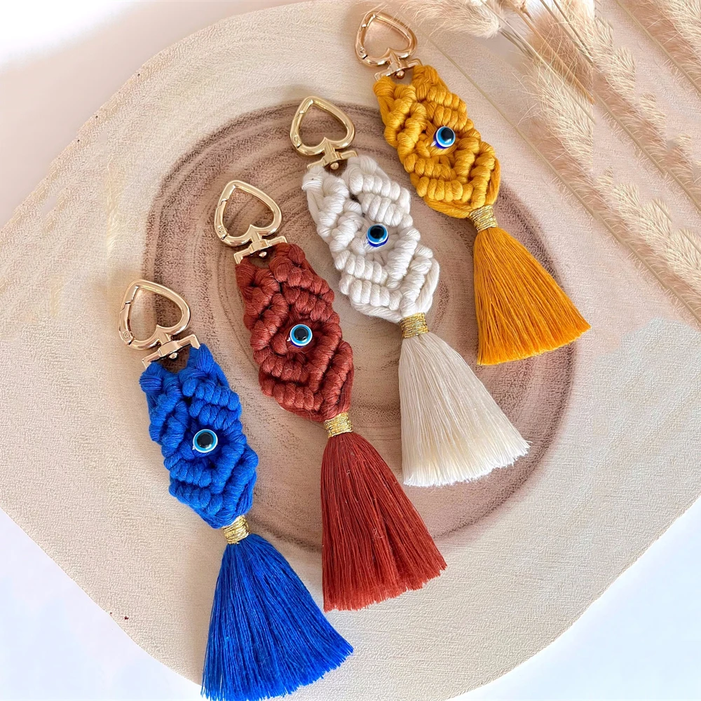Blue Turkish Evil Eye Macrame Keychain - Lucky Protection Charm for Men & Women 3 Scab3bcb91cd04c4a8e82cc9f6a7488bdj