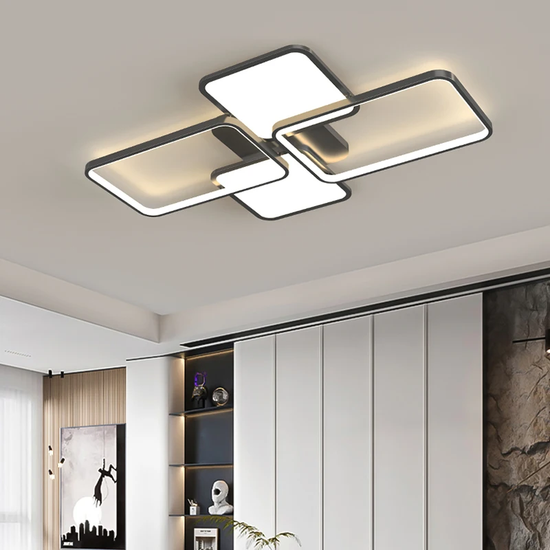 

Modern LED Ceiling Lamp White Black Rectangular Chandelier Ceiling Lamp Living Room Dining Room Bedroom Corridor Lighting Lamps