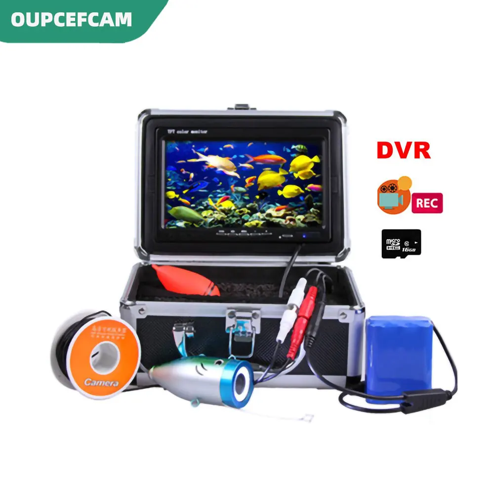 

7" Color Monitor DVR Record Built-in Underwater Fishing Camera 12PCS White LEDS Fish Finder 15m/30m Cable Waterproof