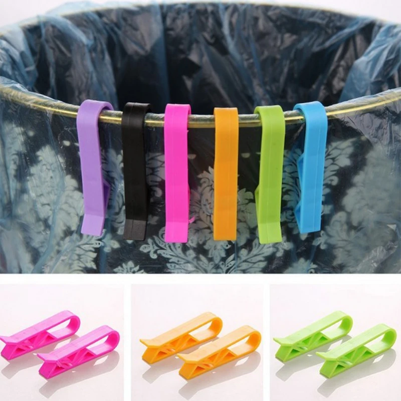 

2pcs Waste Basket Can Fixation Clip Rubbish Bag Clips Practical Garbage Bag Anti-Slip Holder Clamp Snack Bag Sealing Tools