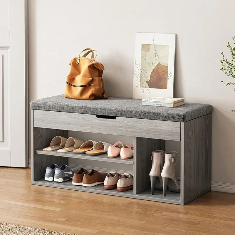 

Shoe Household Changing Ottoman with Shoe Organizer Flip Top Storage Soft Bench Multifunctional Stool for Living Room Entrance