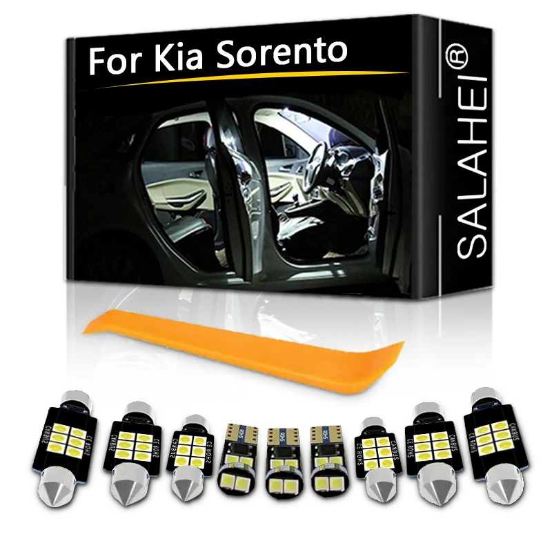 

9Pcs Car Interior LED Light Bulbs Package Kit For 2014-2015 Kia Sorento T10 31MM Map Dome Trunk License Plate Lamp Accessories