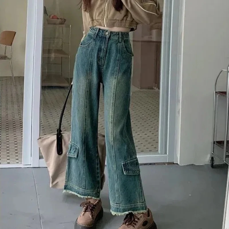 MEXZT Retro High Waist Flare Jeans Women Streetwear Y2K Patchwork Washed Denim Trousers Korean Loose Casual Wide Leg Pants New
MEXZT Retro High Waist Flare Jeans Women Streetwear Y2K Patchwork Washed Denim Trousers Korean Loose Casual Wide Leg Pants New