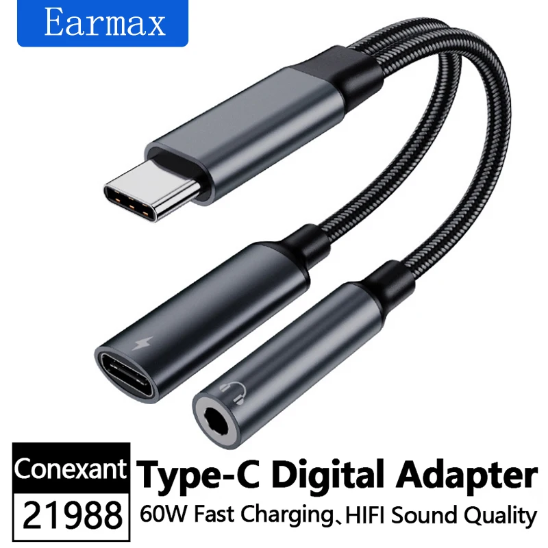 

TypeC Mobile Phone Adapter Charging Music Call Two-In-One Digital Converter is Applicable to TPC Mobile Phones