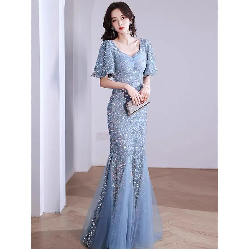 Harajpee Sequin Evening Dress Women 2024 New Blue Luxury Popular Banquet Fishtail Dresses Engagement Hosting Chic Vestido
Harajpee Sequin Evening Dress Women 2024 New Blue Luxury Popular Banquet Fishtail Dresses Engagement Hosting Chic Vestido