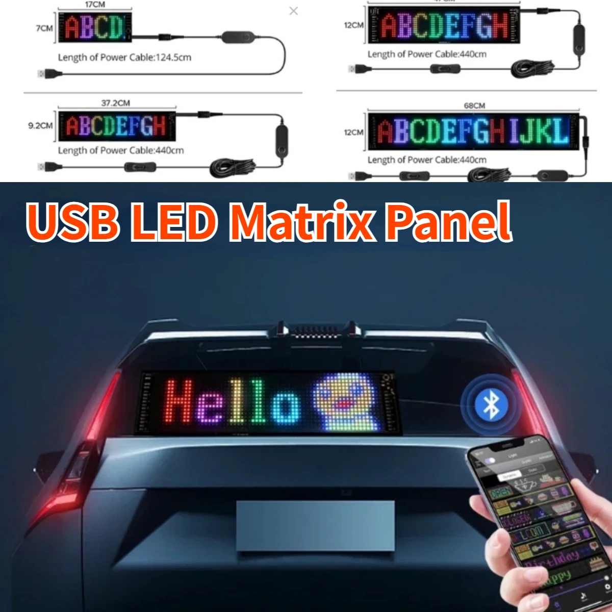 Multilingual RGB LED Matrix Pixel Panel USB Bluetooth APP Pattern Graffiti Scrolling Text Animation Display for Car/Shop Screen
Multilingual RGB LED Matrix Pixel Panel USB Bluetooth APP Pattern Graffiti Scrolling Text Animation Display for Car/Shop Screen