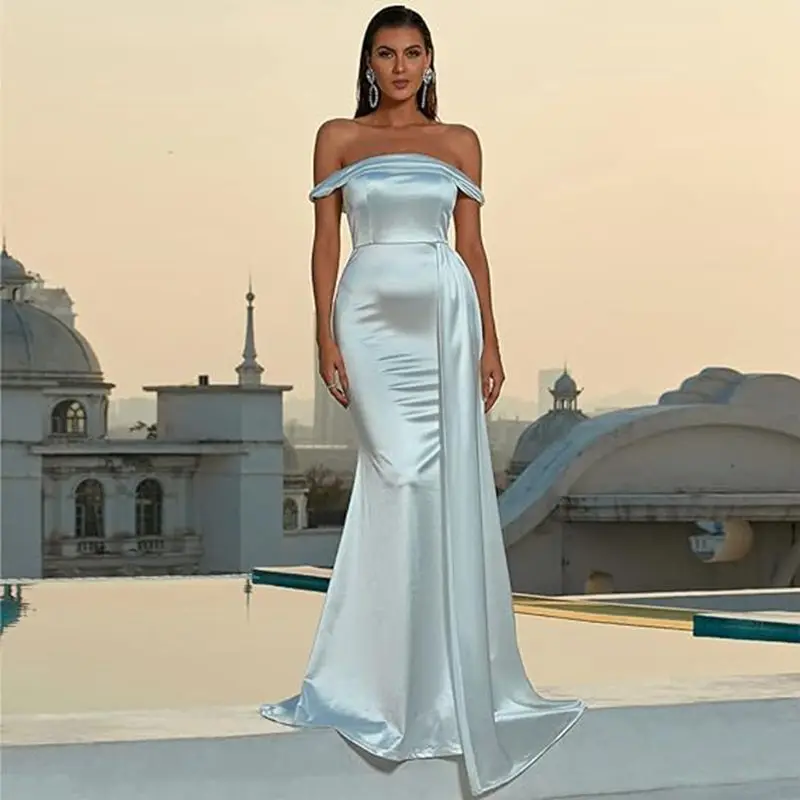Elastic Satin Evening Dresses Mermaid Off Shoulder Boat Neckline Formal Party Prom Gowns Special Occasion Dresses Custom made
Elastic Satin Evening Dresses Mermaid Off Shoulder Boat Neckline Formal Party Prom Gowns Special Occasion Dresses Custom made