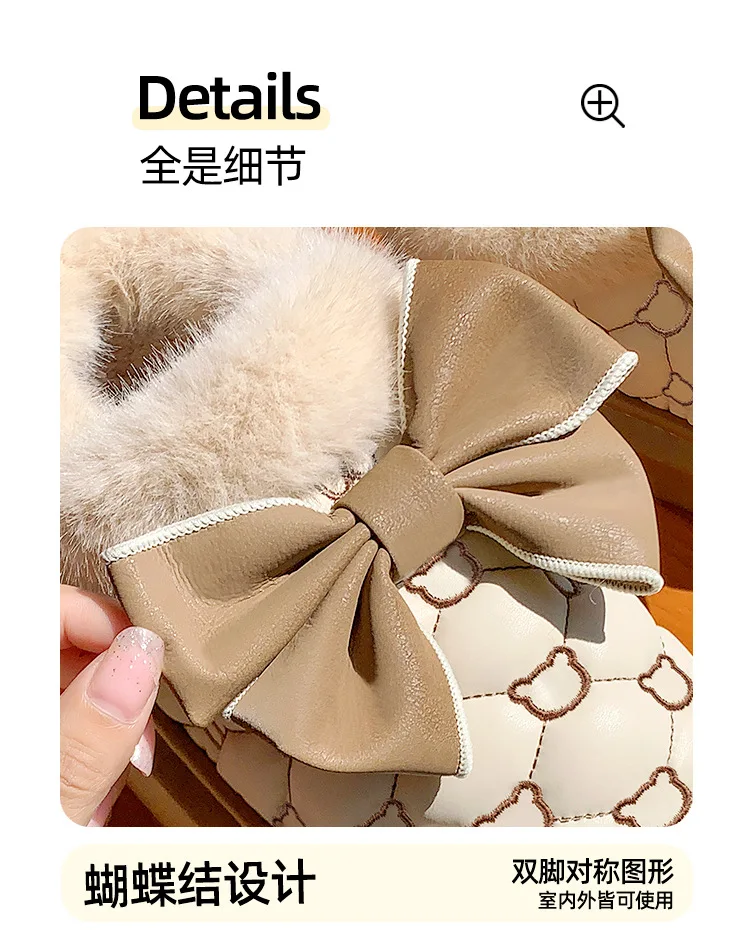 Winter Women Snow Boots Cute Bow Cotton Shoes Waterproof Down Short Barrel Ankle Boots Home Comfort Thick Soled Plush Boots Winter Women Snow Boots Cute Bow Cotton Shoes Waterproof Down Short Barrel Ankle Boots Home Comfort Thick Soled Plush Boots