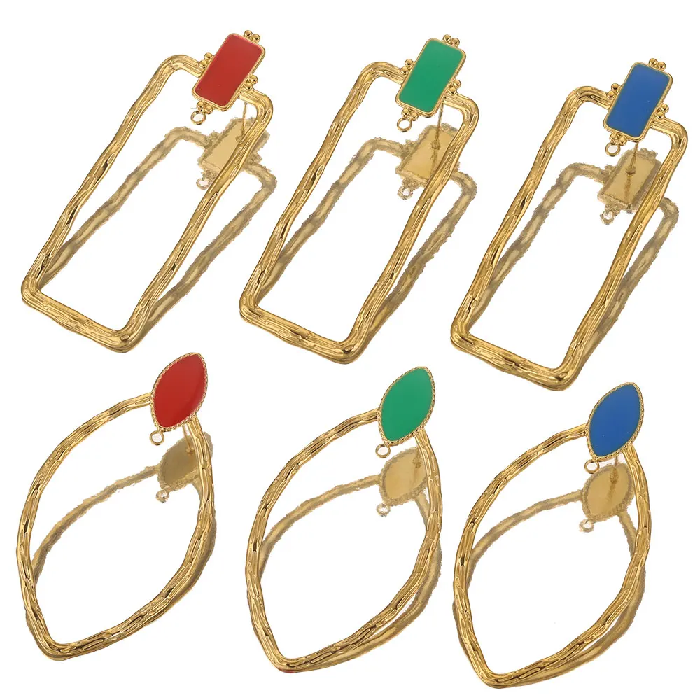 4pcs Gold Stainless Steel Large Drop Oval Square Bezel Earrings Making Supplies Hooks Connectors Earring Base Posts Components
4pcs Gold Stainless Steel Large Drop Oval Square Bezel Earrings Making Supplies Hooks Connectors Earring Base Posts Components