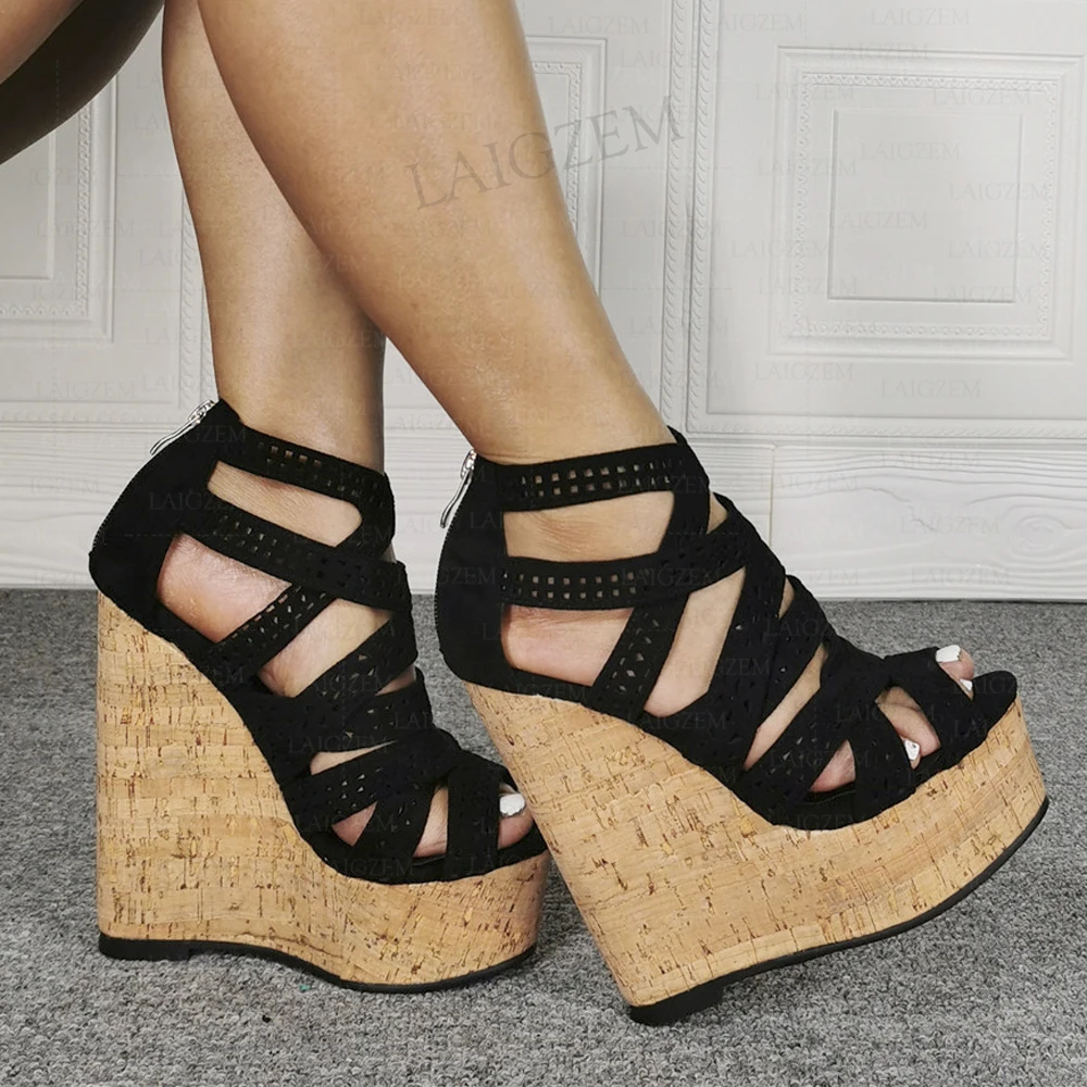 DOHBANER Women Sandals Faux Suede Platform Wedges Height Increase Pumps Female Open Toe Zip Up Shoes Woman Large Size 42 47 52
DOHBANER Women Sandals Faux Suede Platform Wedges Height Increase Pumps Female Open Toe Zip Up Shoes Woman Large Size 42 47 52