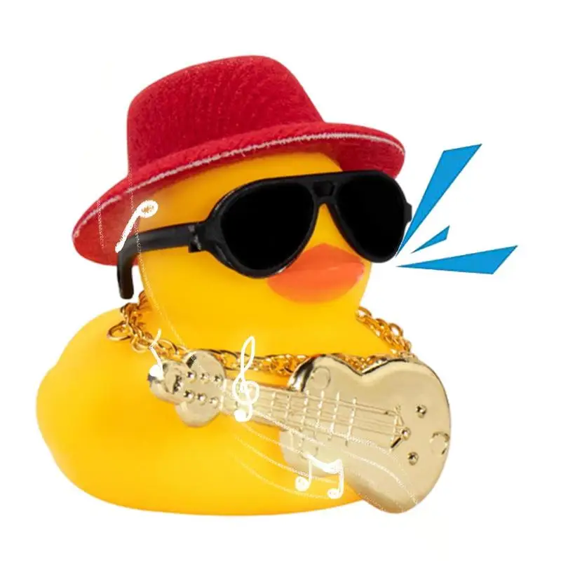 

Duck For Car Rubber Car Duck Decoration With Squeak Car Dashboard Duck Decoration With Hat Musical Instrument Necklace