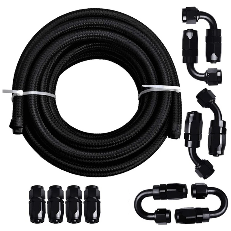 

Racing Car 20FT 6M 6AN Fuel Hose Black Braided Oil Fuel Hose 20 Feet Hose Line Car Fuel Hose +Swivel End Fitting