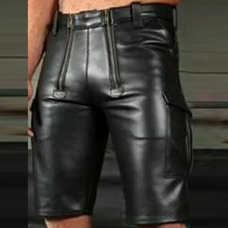 Vintage Faux Leather Shorts Men Streetwear Summer Fashion Irregular Zip Patch Pockets Design Short Pant Slim Mens Shorts Casual
Vintage Faux Leather Shorts Men Streetwear Summer Fashion Irregular Zip Patch Pockets Design Short Pant Slim Mens Shorts Casual
