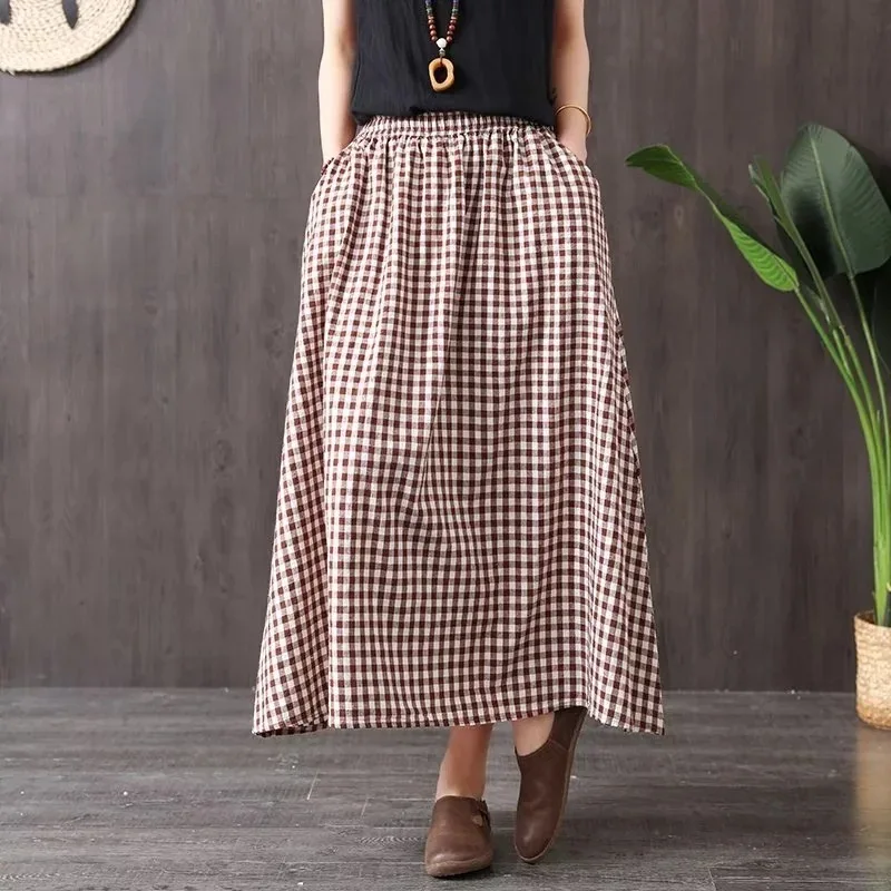 Long plaid skirt mori girls Japanese style Harajuku fashiion elastic waist coffee color long plaid a-line midi skirt
Long plaid skirt mori girls Japanese style Harajuku fashiion elastic waist coffee color long plaid a-line midi skirt