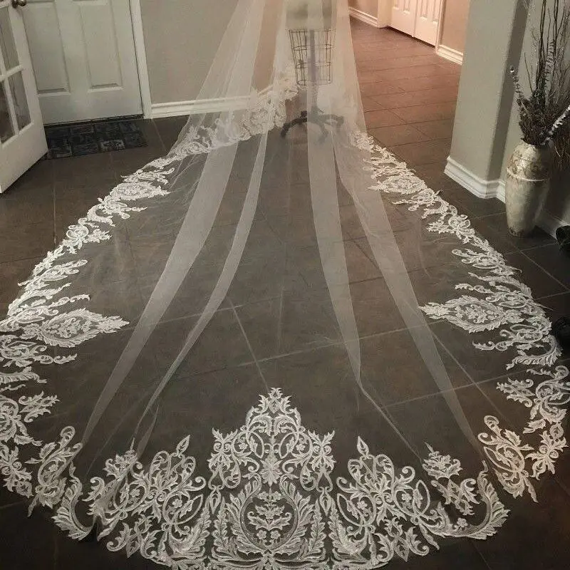 Elegant Wedding Veils White Ivory Lace 300-200 CM Cathedral Length Appliqued Edge Bridal Wraps Cover Face
Elegant Wedding Veils White Ivory Lace 300-200 CM Cathedral Length Appliqued Edge Bridal Wraps Cover Face