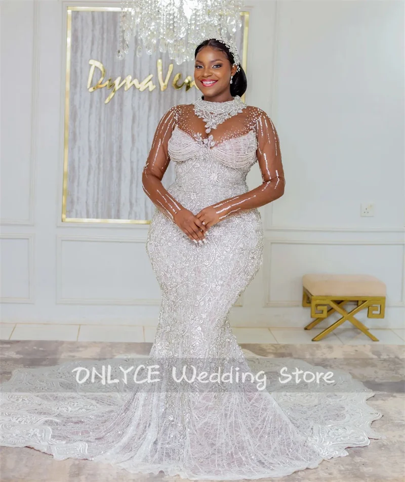 Luxury Beading African Mermaid Wedding Dresses For Bride See-Thru Sleeves Wedding Engagement Gowns Robe De Mariee
Luxury Beading African Mermaid Wedding Dresses For Bride See-Thru Sleeves Wedding Engagement Gowns Robe De Mariee