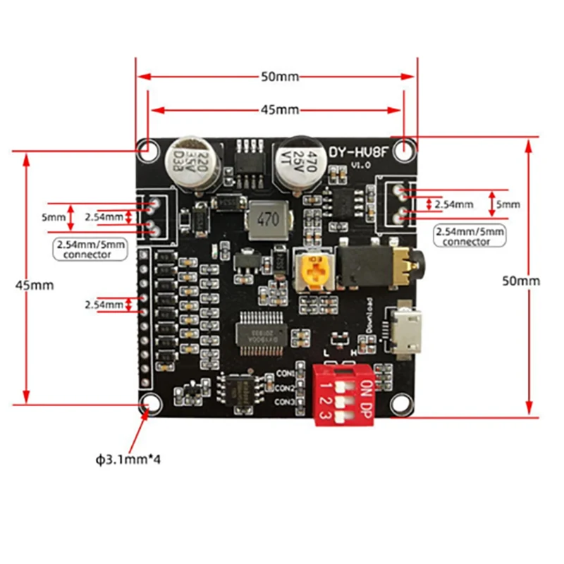 Voice Playback Module DY-HV8F 12V/24V 10W/20W Trigger Serial Port Control With 8MB Flash Storage MP3 Music Player For Arduino
Voice Playback Module DY-HV8F 12V/24V 10W/20W Trigger Serial Port Control With 8MB Flash Storage MP3 Music Player For Arduino