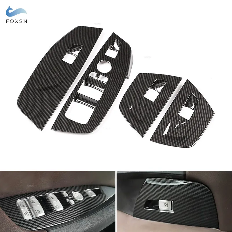 

Для BMW X3 X4 G01 G02 2018 - 2021 ABS Текстура углерода кнопка переключения стеклоподъемника панель управления рамка крышка внутренние аксессуары отделка