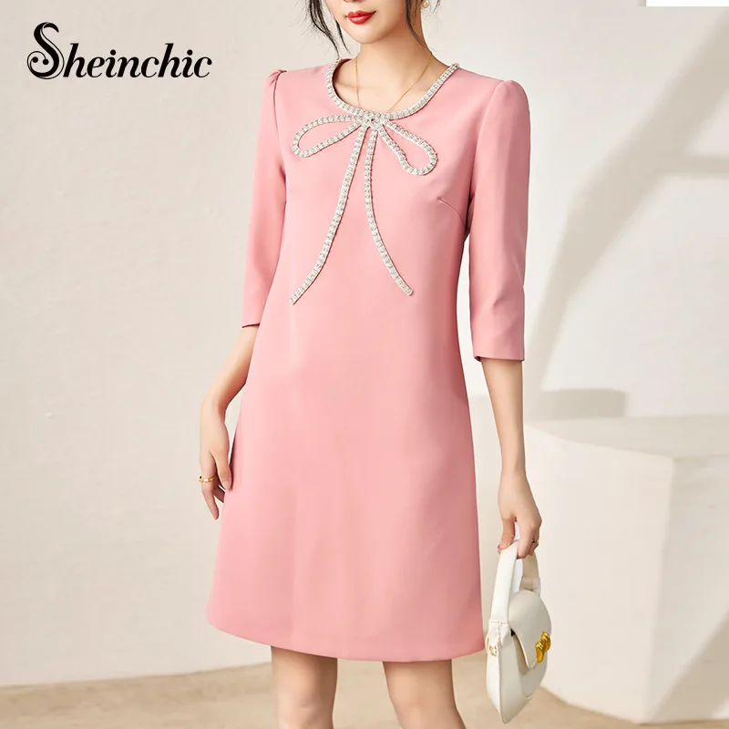 Korean Fashion Elegant Bow A-line Mini Dresses for Women 2023 Luxury Designer Beading Dress Korean Fashion Fall Clothing
Korean Fashion Elegant Bow A-line Mini Dresses for Women 2023 Luxury Designer Beading Dress Korean Fashion Fall Clothing