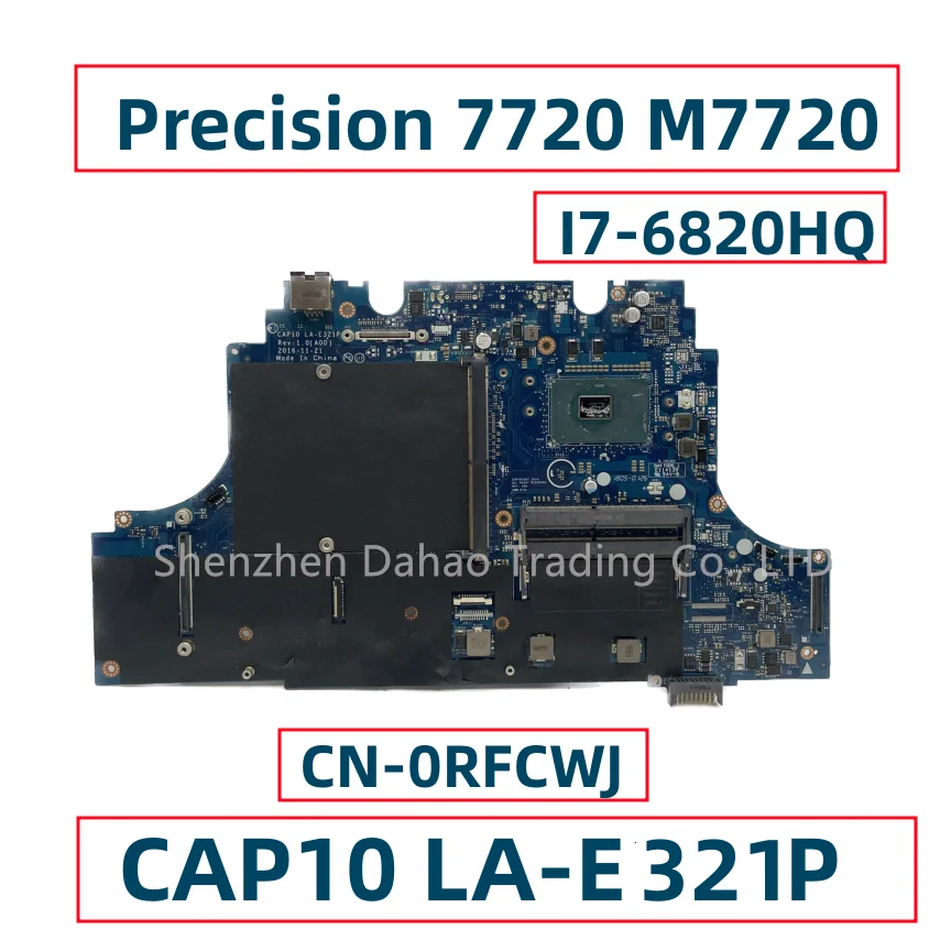 Оригинальная материнская плата для ноутбука Dell Precision 7720 M7720 с процессором I7-6820HQ, полностью протестирована
Оригинальная материнская плата для ноутбука Dell Precision 7720 M7720 с процессором I7-6820HQ, полностью протестирована