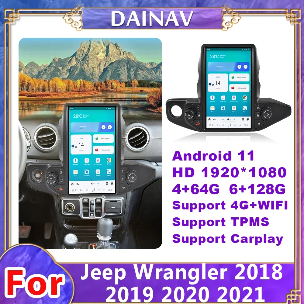 13.6 Inch Android11 Auto Car radio For Jeep Wrangler 2018-2021 Autoradio Stereo Player GPS Navigation Carplay OBD No CD Player
13.6 Inch Android11 Auto Car radio For Jeep Wrangler 2018-2021 Autoradio Stereo Player GPS Navigation Carplay OBD No CD Player