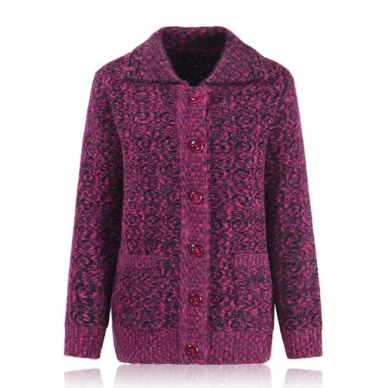2023 Middle-aged Women Knitted Sweaters Autumn Winter Thick Loose Knit Women's clothing Single Breasted Lapel Cardigan Sweater
2023 Middle-aged Women Knitted Sweaters Autumn Winter Thick Loose Knit Women's clothing Single Breasted Lapel Cardigan Sweater
