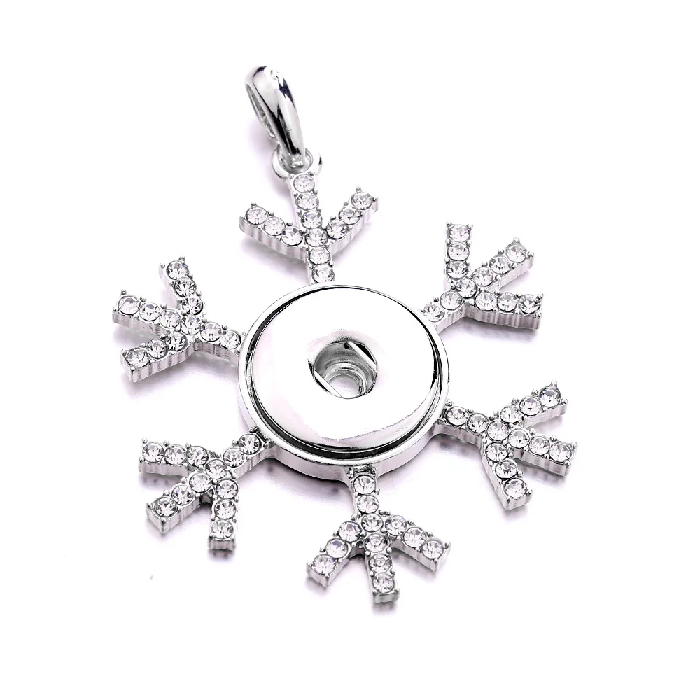 

sublimation necklaces pendants snowflake button necklace pendant hot transfer blank material 15pcs/lot