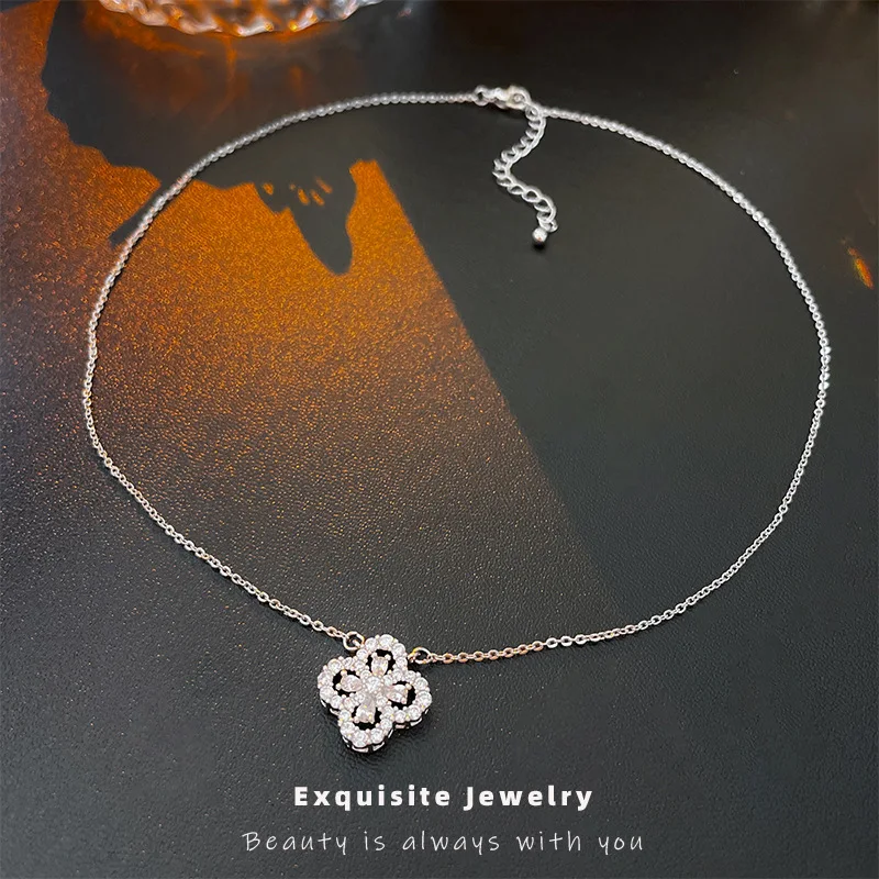 

Internet Celebrity Zircon Flower Necklace European and American Niche Clavicle Chain Sweater Chain Necklace Women