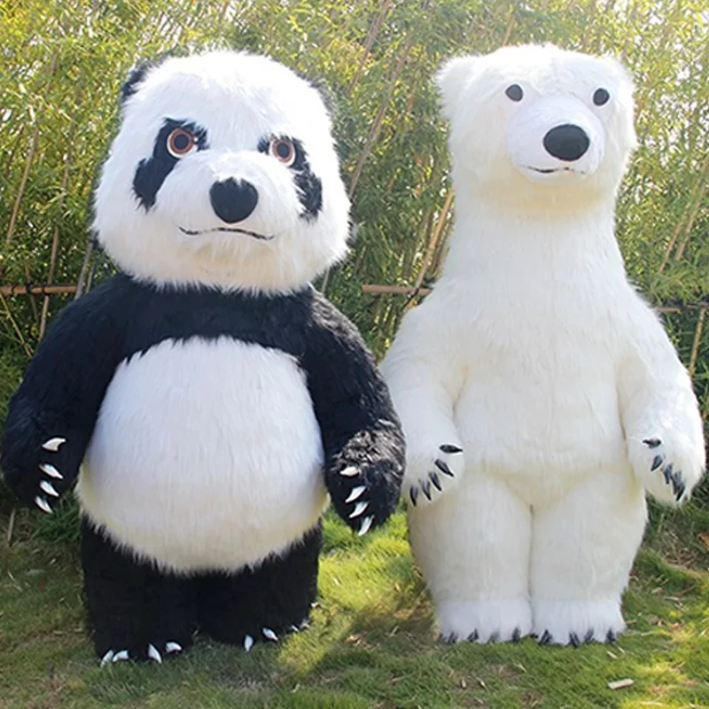 

Inflatable 2M/2.6M/3M Big Panda Polar Bear Mascot Cosplay Costumes Party Advertising Plush Furry Cartoon Doll Clothing For Adult