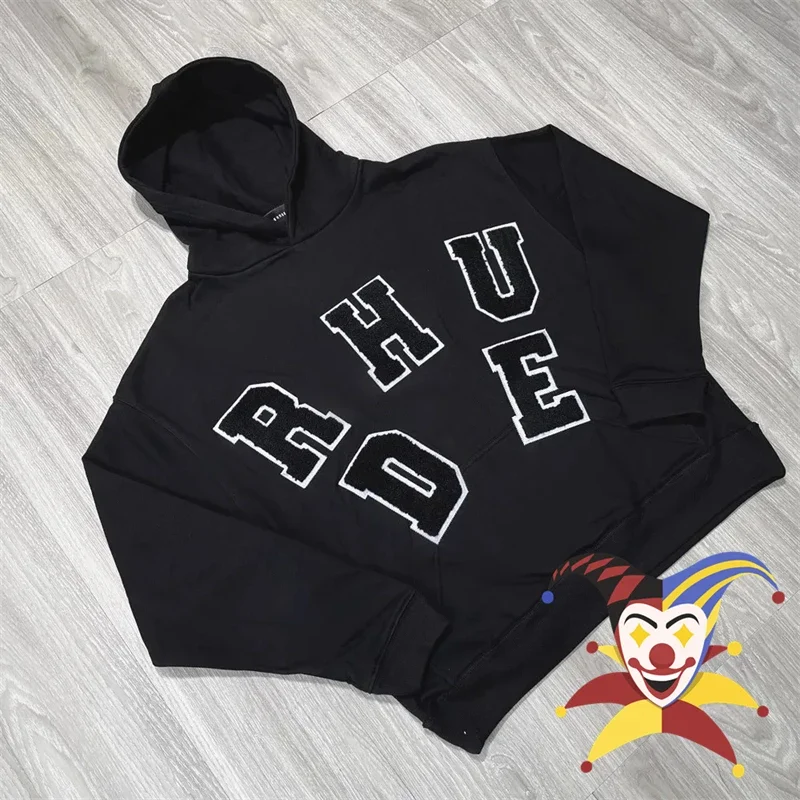 Black RHUDE CHENILLE PATCH HOODIE Loose Oversize High Quality Tops Pullover For Men
Black RHUDE CHENILLE PATCH HOODIE Loose Oversize High Quality Tops Pullover For Men