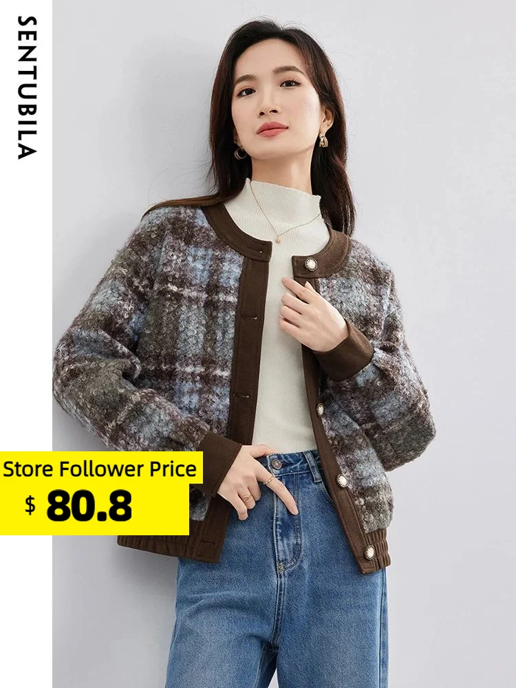 Sentubila Winter Casual Woolen Coat for Women 2023 New Retro Plaid Woolen Jacket Female Outerwear Top Woman Clothing 134D52361
Sentubila Winter Casual Woolen Coat for Women 2023 New Retro Plaid Woolen Jacket Female Outerwear Top Woman Clothing 134D52361