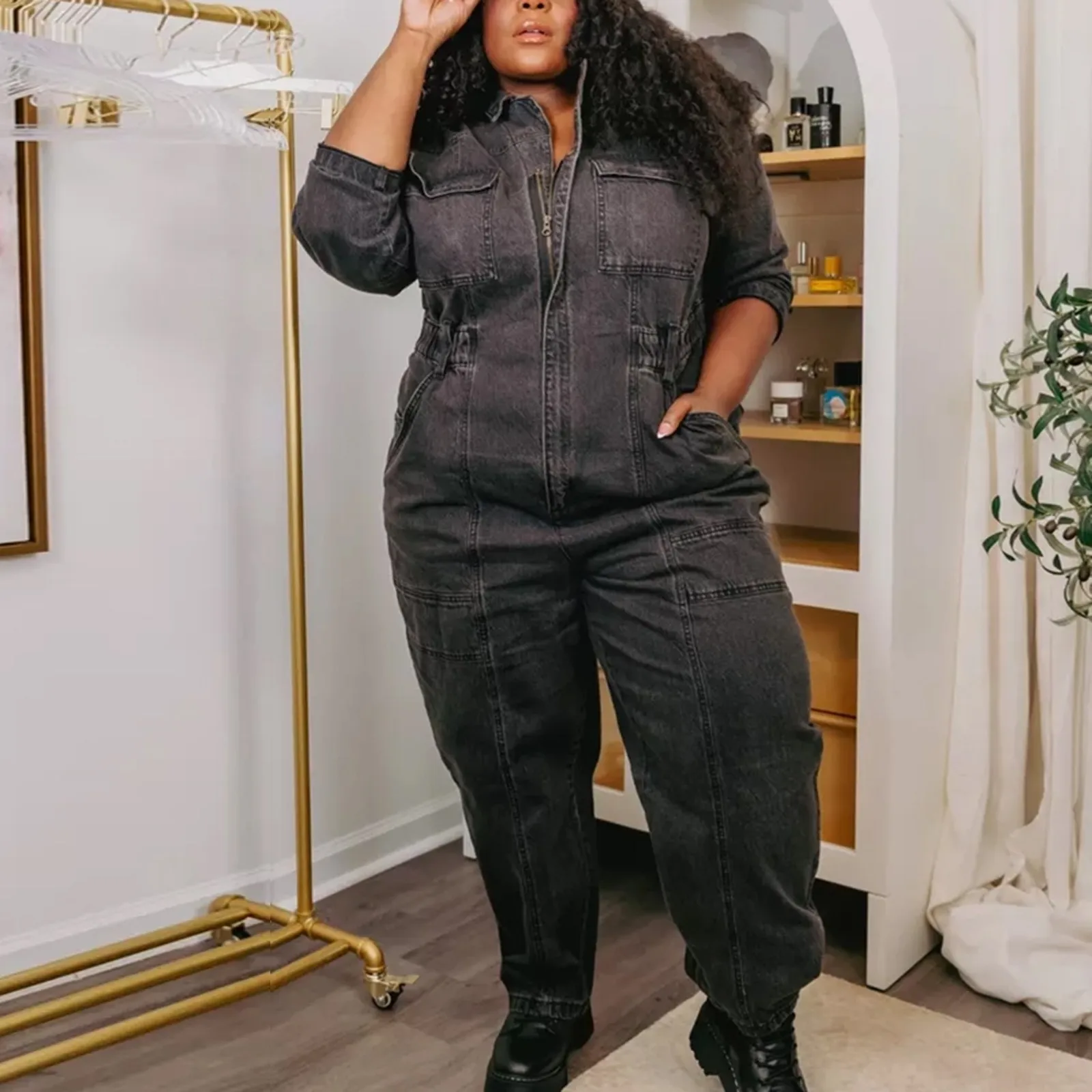 2023 Women Long Sleeve Solid Denim Jumpsuit Boyfriend Style Autumn Cargo Pants Casual Streetwear Pockets Jean Jumpsuit
2023 Women Long Sleeve Solid Denim Jumpsuit Boyfriend Style Autumn Cargo Pants Casual Streetwear Pockets Jean Jumpsuit