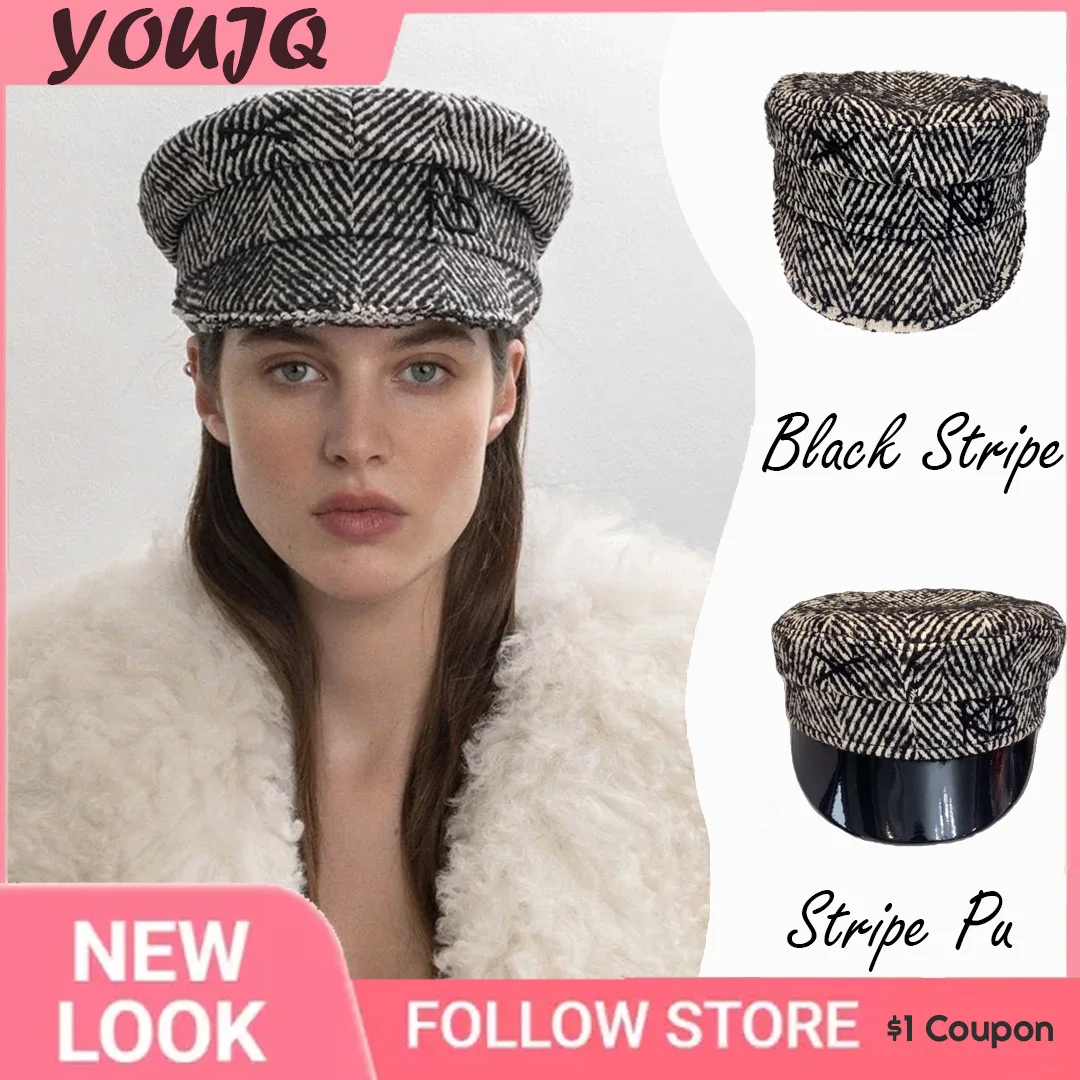 

Brand New Women Newsboy Caps Wool Flat Visor Cap Autumn Winter Wool Hat Herringbone-wool Baker Boy Cap Gorras Invierno Mujer